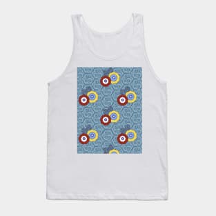 Japanese Flowers Classic Motif Shibori Pattern Tank Top